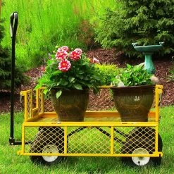 Sunnydaze Decor Yellow Steel Utility Cart with Removable Folding Sides 16 Sunnydaze Decor Yellow Steel Utility Cart with Removable Folding Sides -Sunnydaze Decor Sales sunnydaze decor planter caddies qh uc995 yw 76 1000