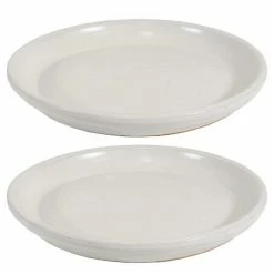 Sunnydaze Decor 2 Sunnydaze 12 in. Pearl Ceramic Planter Saucers