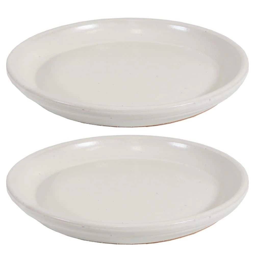 Sunnydaze Decor 2 Sunnydaze 12 in. Pearl Ceramic Planter Saucers 1 Sunnydaze Decor 2 Sunnydaze 12 in. Pearl Ceramic Planter Saucers