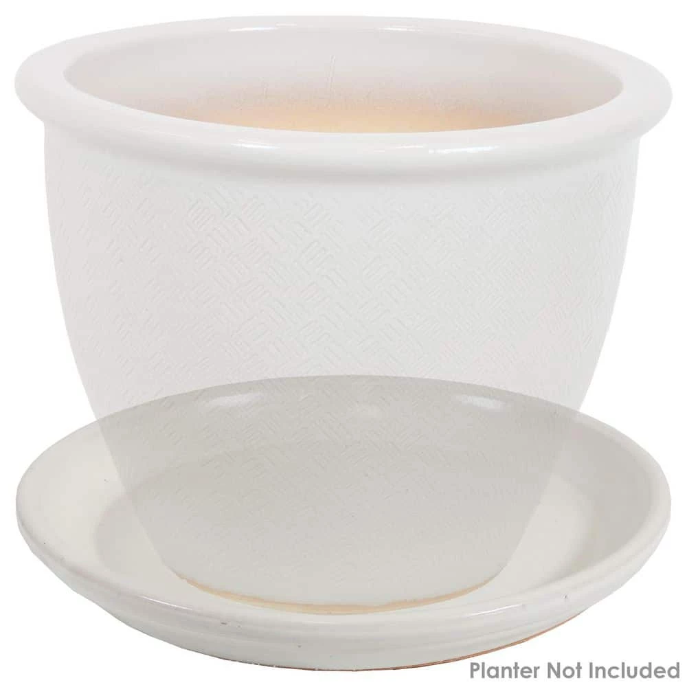 Sunnydaze Decor 2 Sunnydaze 12 in. Pearl Ceramic Planter Saucers 8 Sunnydaze Decor 2 Sunnydaze 12 in. Pearl Ceramic Planter Saucers - Image 8