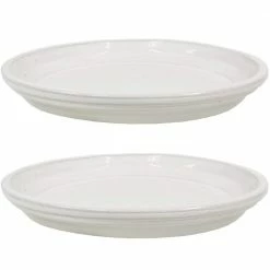Sunnydaze Decor 2 Sunnydaze 9 in. Pearl Ceramic Planter Saucers