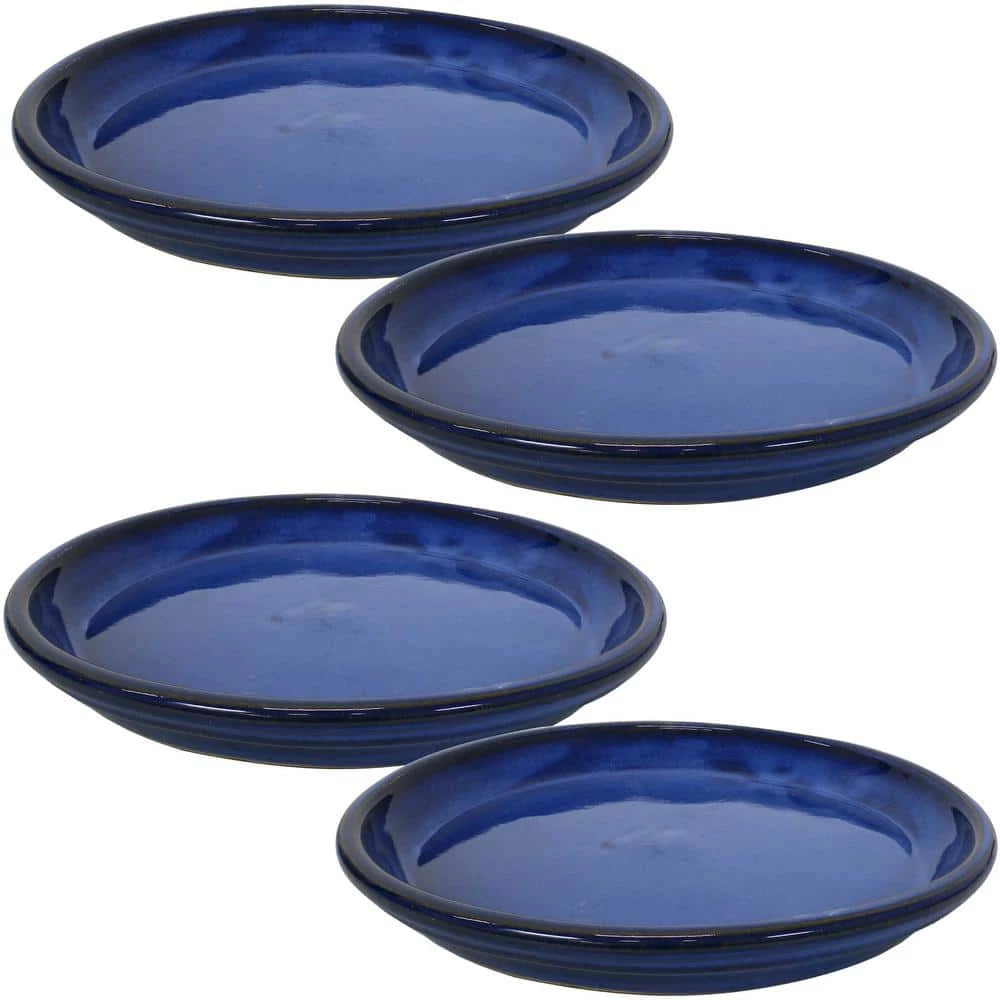 Sunnydaze Decor 12 in. Imperial Blue Ceramic Planter Saucer (Set of 4) 1 Sunnydaze Decor 12 in. Imperial Blue Ceramic Planter Saucer (Set of 4)