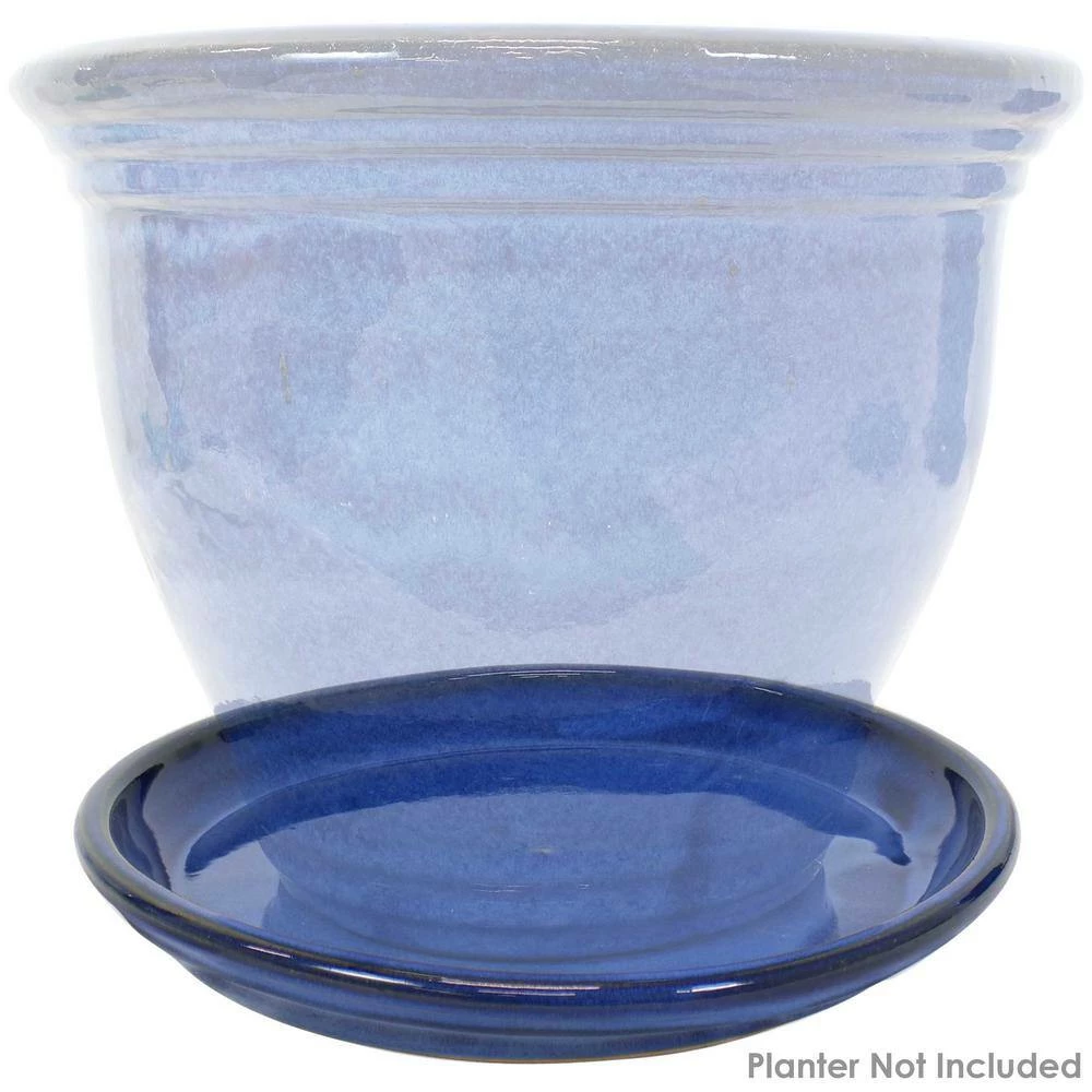 Sunnydaze Decor 12 in. Imperial Blue Ceramic Planter Saucer (Set of 4) 6 Sunnydaze Decor 12 in. Imperial Blue Ceramic Planter Saucer (Set of 4) - Image 6