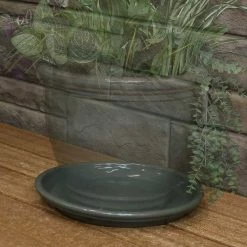 Sunnydaze Decor 14.25 in. Gray Ceramic Planter Saucer (Set of 2) -Sunnydaze Decor Sales sunnydaze decor planter saucers ap 237 76 1000