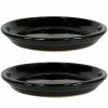 Sunnydaze Decor 2 Sunnydaze 9 in. Obsidian Ceramic Planter Saucers