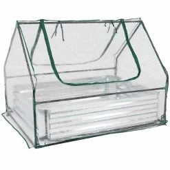 Sunnydaze Decor Sunnydaze 4 ft. x 3 ft. x 3 ft. - Steel and PVC - Clear - Raised Garden Bed and Greenhouse -Sunnydaze Decor Sales sunnydaze decor portable greenhouses hb 702 1f 1000