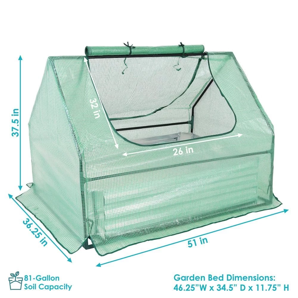 Sunnydaze Decor Sunnydaze 4 ft. x 3 ft. x 3 ft. - Steel and Polyethylene - Green - Raised Garden Bed and Greenhouse 2 Sunnydaze Decor Sunnydaze 4 ft. x 3 ft. x 3 ft. - Steel and Polyethylene - Green - Raised Garden Bed and Greenhouse - Image 2