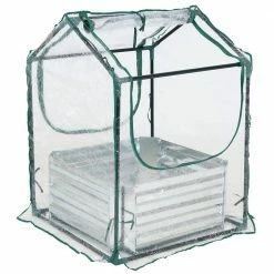 Sunnydaze Decor Sunnydaze 2 ft. x 2 ft. x 3 ft. - Steel and PVC - Clear - Raised Garden Bed and Greenhouse