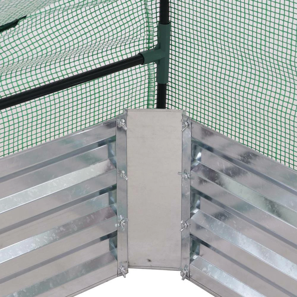 Sunnydaze Decor Sunnydaze 2 ft. x 2 ft. x 3 ft. - Steel and Polyethylene - Green - Raised Garden Bed and Greenhouse 6 Sunnydaze Decor Sunnydaze 2 ft. x 2 ft. x 3 ft. - Steel and Polyethylene - Green - Raised Garden Bed and Greenhouse - Image 6