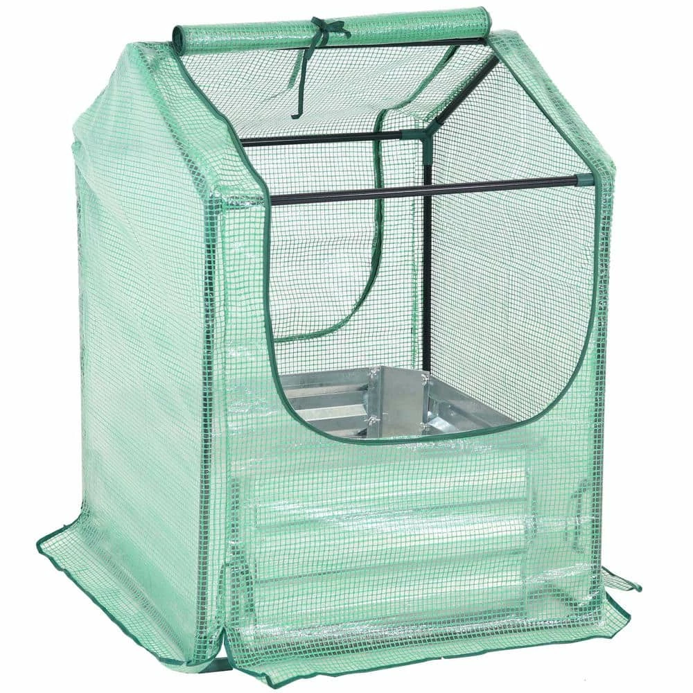 Sunnydaze Decor Sunnydaze 2 ft. x 2 ft. x 3 ft. - Steel and Polyethylene - Green - Raised Garden Bed and Greenhouse 1 Sunnydaze Decor Sunnydaze 2 ft. x 2 ft. x 3 ft. - Steel and Polyethylene - Green - Raised Garden Bed and Greenhouse