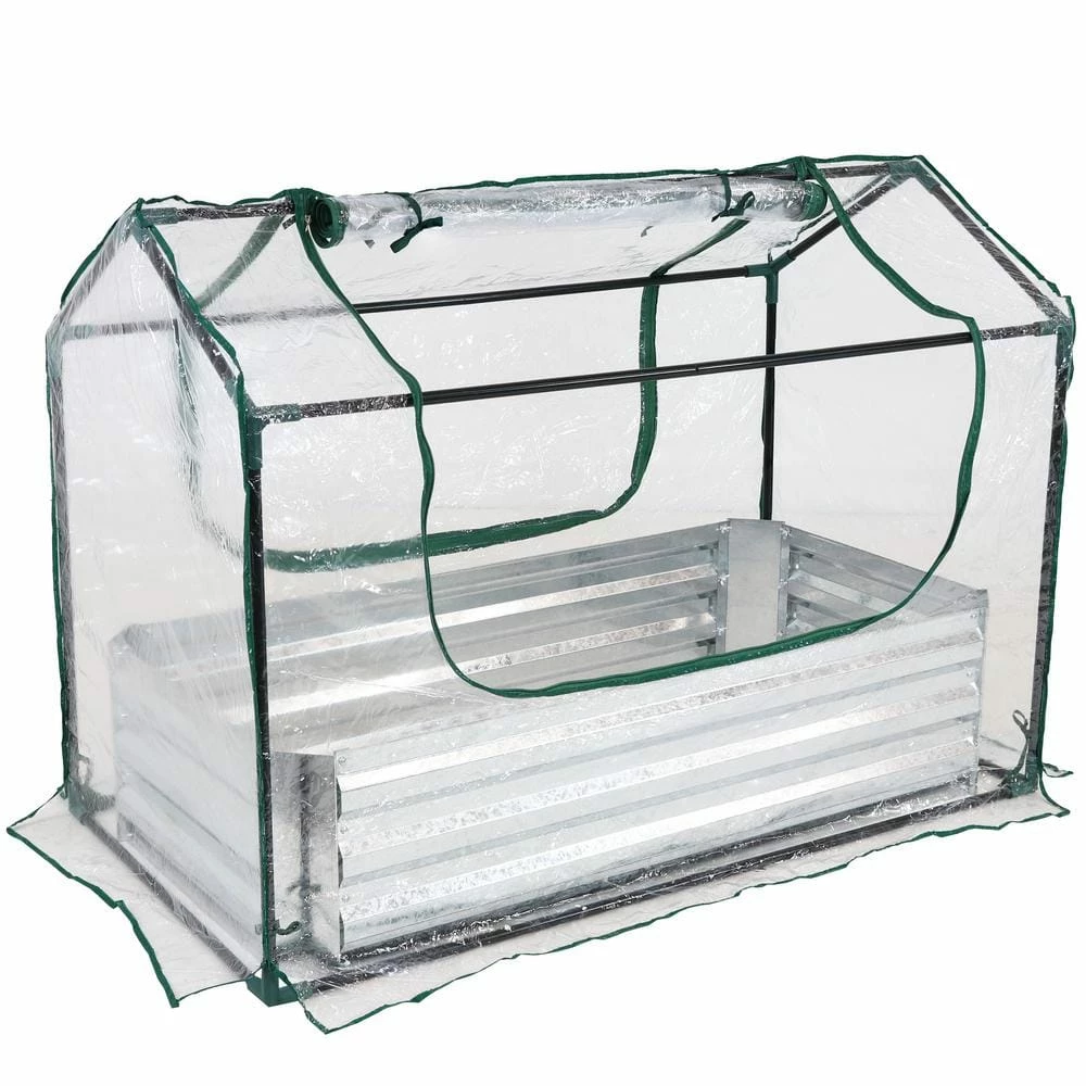Sunnydaze Decor Sunnydaze 4 ft. x 2 ft. x 3 ft. - Steel and PVC - Clear - Raised Garden Bed and Greenhouse Kit 1 Sunnydaze Decor Sunnydaze 4 ft. x 2 ft. x 3 ft. - Steel and PVC - Clear - Raised Garden Bed and Greenhouse Kit