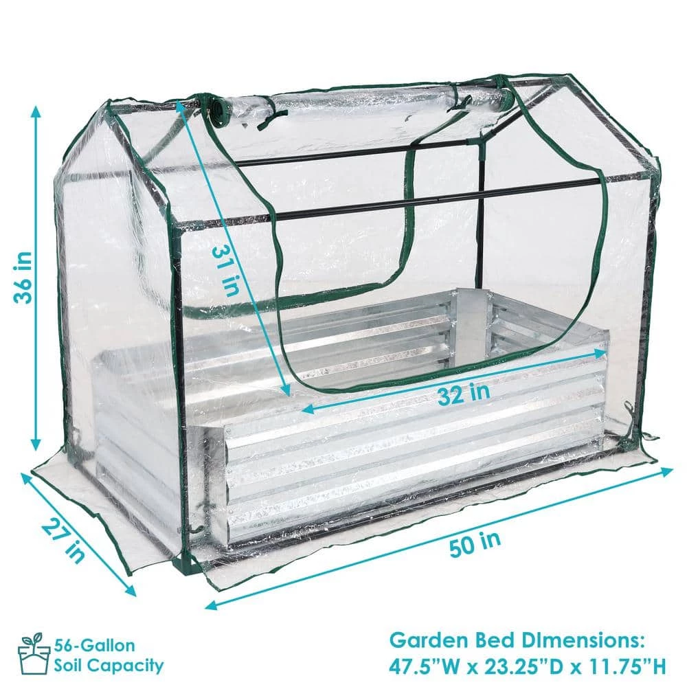 Sunnydaze Decor Sunnydaze 4 ft. x 2 ft. x 3 ft. - Steel and PVC - Clear - Raised Garden Bed and Greenhouse Kit 2 Sunnydaze Decor Sunnydaze 4 ft. x 2 ft. x 3 ft. - Steel and PVC - Clear - Raised Garden Bed and Greenhouse Kit - Image 2