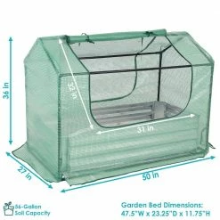 Sunnydaze Decor 4 ft. x 2 ft. x 3 ft. - Sunnydaze Raised Garden Bed and Greenhouse Kit - Steel and Polyethylene - Green - Greenhouse -Sunnydaze Decor Sales sunnydaze decor portable greenhouses hb 913 c3 1000