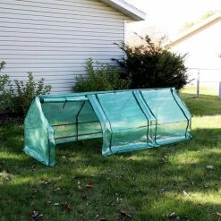 Sunnydaze Decor Sunnydaze 2 ft. x 8 ft. Green Seedling Cloche Mini Greenhouse with Zippered Doors -Sunnydaze Decor Sales sunnydaze decor portable greenhouses hgh 007 44 1000