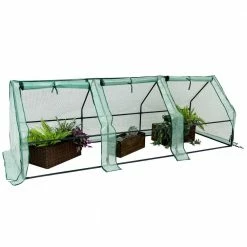 Sunnydaze Decor Sunnydaze 2 ft. x 8 ft. Green Seedling Cloche Mini Greenhouse with Zippered Doors -Sunnydaze Decor Sales sunnydaze decor portable greenhouses hgh 007 4f 1000