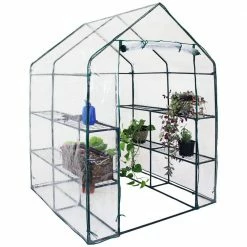 Sunnydaze Decor Sunnydaze Grandeur Walk-In Clear Greenhouse with 4 Shelves for Outdoors -Sunnydaze Decor Sales sunnydaze decor portable greenhouses hgh 826 44 1000