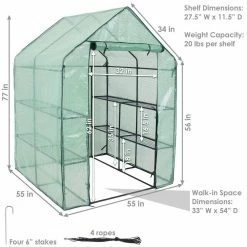 Sunnydaze Decor Sunnydaze 4 ft. x 4 ft. Green Grandeur Walk-In Greenhouse with 4 Shelves for Outdoors -Sunnydaze Decor Sales sunnydaze decor portable greenhouses hgh 833 1f 1000