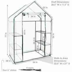 Sunnydaze Decor Sunnydaze 4 ft. x 2 ft. x 6 ft. Clear Outdoors Deluxe Walk-In Greenhouse with 4-Shelves -Sunnydaze Decor Sales sunnydaze decor portable greenhouses hgh 840 1f 1000