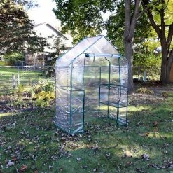 Sunnydaze Decor Sunnydaze 4 ft. x 2 ft. x 6 ft. Clear Outdoors Deluxe Walk-In Greenhouse with 4-Shelves -Sunnydaze Decor Sales sunnydaze decor portable greenhouses hgh 840 44 1000