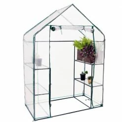Sunnydaze Decor Sunnydaze 4 ft. x 2 ft. x 6 ft. Clear Outdoors Deluxe Walk-In Greenhouse with 4-Shelves -Sunnydaze Decor Sales sunnydaze decor portable greenhouses hgh 840 4f 1000