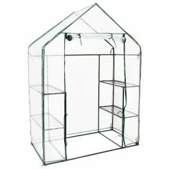 Sunnydaze Decor Sunnydaze 4 ft. x 2 ft. x 6 ft. Clear Outdoors Deluxe Walk-In Greenhouse with 4-Shelves