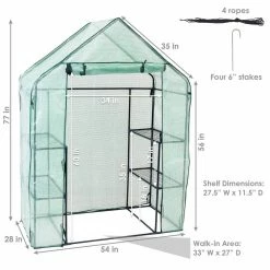 Sunnydaze Decor Sunnydaze 4 ft. x 2 ft. x 6 ft. Green Outdoor Portable Deluxe Walk-In Greenhouse with 4-Shelves -Sunnydaze Decor Sales sunnydaze decor portable greenhouses hgh 857 1f 1000