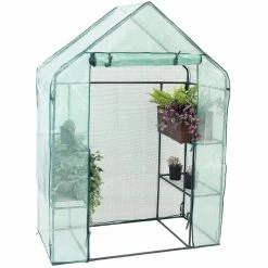Sunnydaze Decor Sunnydaze 4 ft. x 2 ft. x 6 ft. Green Outdoor Portable Deluxe Walk-In Greenhouse with 4-Shelves -Sunnydaze Decor Sales sunnydaze decor portable greenhouses hgh 857 4f 1000