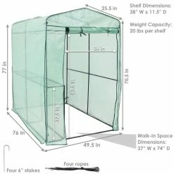 Sunnydaze Decor Sunnydaze 4 ft. x 6 ft. x 6 ft. Green Outdoors Deluxe Walk-In Greenhouse with 1-Shelf -Sunnydaze Decor Sales sunnydaze decor portable greenhouses hgh 864 1f 1000