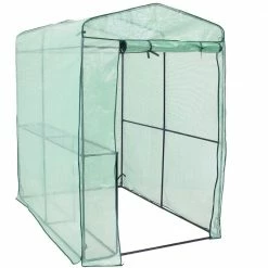 Sunnydaze Decor Sunnydaze 4 ft. x 6 ft. x 6 ft. Green Outdoors Deluxe Walk-In Greenhouse with 1-Shelf