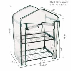 Sunnydaze Decor Sunnydaze 2 ft. 2.5 in. x 1 ft. 7 in. x 3 ft. 0.5 in. Portable 2-Tier Mini Greenhouse for Outdoors - Clear -Sunnydaze Decor Sales sunnydaze decor portable greenhouses hgh 895 1f 1000