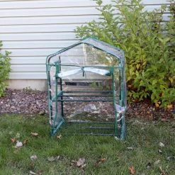 Sunnydaze Decor Sunnydaze 2 ft. 2.5 in. x 1 ft. 7 in. x 3 ft. 0.5 in. Portable 2-Tier Mini Greenhouse for Outdoors - Clear -Sunnydaze Decor Sales sunnydaze decor portable greenhouses hgh 895 31 1000