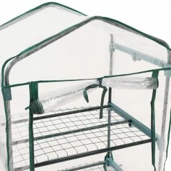 Sunnydaze Decor Sunnydaze 2 ft. 2.5 in. x 1 ft. 7 in. x 3 ft. 0.5 in. Portable 2-Tier Mini Greenhouse for Outdoors - Clear -Sunnydaze Decor Sales sunnydaze decor portable greenhouses hgh 895 44 1000