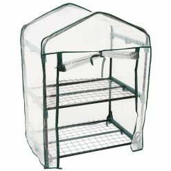 Sunnydaze Decor Sunnydaze 2 ft. 2.5 in. x 1 ft. 7 in. x 3 ft. 0.5 in. Portable 2-Tier Mini Greenhouse for Outdoors - Clear