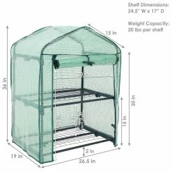 Sunnydaze Decor Sunnydaze 2 ft. 2.5 in. x 1 ft. 7 in. x 3 ft. Portable 2-Tier Mini Greenhouse for Outdoors - Green 13 Sunnydaze Decor Sunnydaze 2 ft. 2.5 in. x 1 ft. 7 in. x 3 ft. Portable 2-Tier Mini Greenhouse for Outdoors - Green -Sunnydaze Decor Sales sunnydaze decor portable greenhouses hgh 901 1f 1000