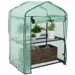 Sunnydaze Decor Sunnydaze 2 ft. 2.5 in. x 1 ft. 7 in. x 3 ft. Portable 2-Tier Mini Greenhouse for Outdoors - Green 16 Sunnydaze Decor Sunnydaze 2 ft. 2.5 in. x 1 ft. 7 in. x 3 ft. Portable 2-Tier Mini Greenhouse for Outdoors - Green -Sunnydaze Decor Sales sunnydaze decor portable greenhouses hgh 901 76 1000