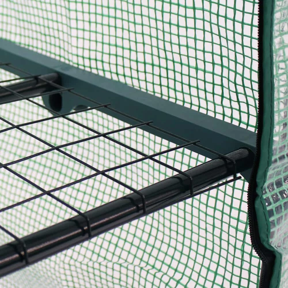 Sunnydaze Decor Sunnydaze 2 ft. 2.5 in. x 1 ft. 7 in. x 3 ft. Portable 2-Tier Mini Greenhouse for Outdoors - Green 3 Sunnydaze Decor Sunnydaze 2 ft. 2.5 in. x 1 ft. 7 in. x 3 ft. Portable 2-Tier Mini Greenhouse for Outdoors - Green - Image 3