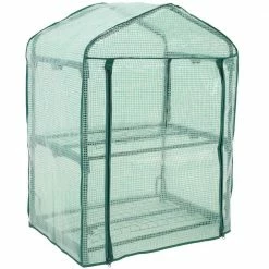 Sunnydaze Decor Sunnydaze 2 ft. 2.5 in. x 1 ft. 7 in. x 3 ft. Portable 2-Tier Mini Greenhouse for Outdoors - Green 15 Sunnydaze Decor Sunnydaze 2 ft. 2.5 in. x 1 ft. 7 in. x 3 ft. Portable 2-Tier Mini Greenhouse for Outdoors - Green -Sunnydaze Decor Sales sunnydaze decor portable greenhouses hgh 901 fa 1000