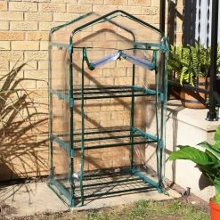 Sunnydaze Decor Sunnydaze 2 ft. 3 in. x 1 ft. 7 in. x 4 ft. 2 in. Portable 3-Tier Mini Greenhouse for Outdoors - Clear -Sunnydaze Decor Sales sunnydaze decor portable greenhouses hgh 918 31 1000