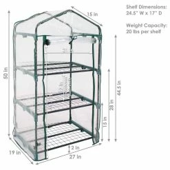 Sunnydaze Decor Sunnydaze 2 ft. 3 in. x 1 ft. 7 in. x 4 ft. 2 in. Portable 3-Tier Mini Greenhouse for Outdoors - Clear -Sunnydaze Decor Sales sunnydaze decor portable greenhouses hgh 918 44 1000