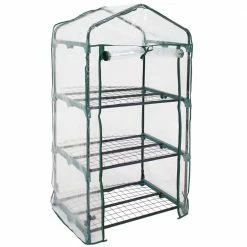 Sunnydaze Decor Sunnydaze 2 ft. 3 in. x 1 ft. 7 in. x 4 ft. 2 in. Portable 3-Tier Mini Greenhouse for Outdoors - Clear