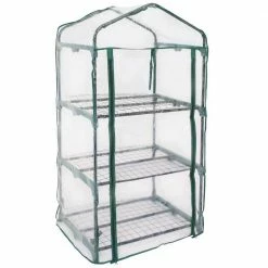 Sunnydaze Decor Sunnydaze 2 ft. 3 in. x 1 ft. 7 in. x 4 ft. 2 in. Portable 3-Tier Mini Greenhouse for Outdoors - Clear -Sunnydaze Decor Sales sunnydaze decor portable greenhouses hgh 918 76 1000
