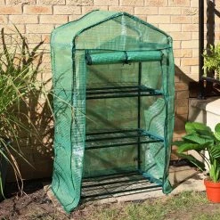 Sunnydaze Decor Sunnydaze 2 ft. 3 in. x 1 ft. 7 in. x 4 ft. 2 in. Portable 3-Tier Mini Greenhouse for Outdoors - Green -Sunnydaze Decor Sales sunnydaze decor portable greenhouses hgh 925 31 1000