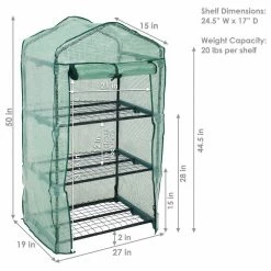 Sunnydaze Decor Sunnydaze 2 ft. 3 in. x 1 ft. 7 in. x 4 ft. 2 in. Portable 3-Tier Mini Greenhouse for Outdoors - Green -Sunnydaze Decor Sales sunnydaze decor portable greenhouses hgh 925 44 1000