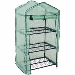 Sunnydaze Decor Sunnydaze 2 ft. 3 in. x 1 ft. 7 in. x 4 ft. 2 in. Portable 3-Tier Mini Greenhouse for Outdoors - Green