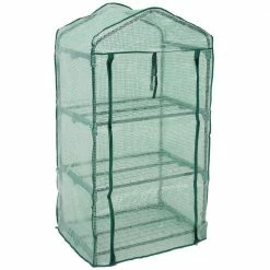Sunnydaze Decor Sunnydaze 2 ft. 3 in. x 1 ft. 7 in. x 4 ft. 2 in. Portable 3-Tier Mini Greenhouse for Outdoors - Green -Sunnydaze Decor Sales sunnydaze decor portable greenhouses hgh 925 76 1000