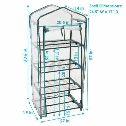Sunnydaze Decor Sunnydaze 2 ft. 3 in. x 1 ft. 7 in. x 5 ft. 2.5 in. Portable 4-Tier Mini Greenhouse for Outdoors - Clear 13 Sunnydaze Decor Sunnydaze 2 ft. 3 in. x 1 ft. 7 in. x 5 ft. 2.5 in. Portable 4-Tier Mini Greenhouse for Outdoors - Clear -Sunnydaze Decor Sales sunnydaze decor portable greenhouses hgh 932 1f 1000