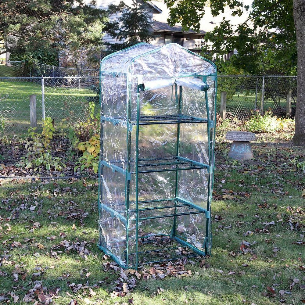 Sunnydaze Decor Sunnydaze 2 ft. 3 in. x 1 ft. 7 in. x 5 ft. 2.5 in. Portable 4-Tier Mini Greenhouse for Outdoors - Clear 9 Sunnydaze Decor Sunnydaze 2 ft. 3 in. x 1 ft. 7 in. x 5 ft. 2.5 in. Portable 4-Tier Mini Greenhouse for Outdoors - Clear - Image 9