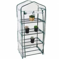 Sunnydaze Decor Sunnydaze 2 ft. 3 in. x 1 ft. 7 in. x 5 ft. 2.5 in. Portable 4-Tier Mini Greenhouse for Outdoors - Clear 16 Sunnydaze Decor Sunnydaze 2 ft. 3 in. x 1 ft. 7 in. x 5 ft. 2.5 in. Portable 4-Tier Mini Greenhouse for Outdoors - Clear -Sunnydaze Decor Sales sunnydaze decor portable greenhouses hgh 932 76 1000