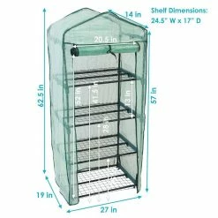 Sunnydaze Decor Sunnydaze 2 ft. 3 in. x 1 ft. 7 in. x 5 ft. 2.5 in. Portable 4-Tier Mini Greenhouse for Outdoors - Green -Sunnydaze Decor Sales sunnydaze decor portable greenhouses hgh 949 1f 1000