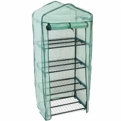 Sunnydaze Decor Sunnydaze 2 ft. 3 in. x 1 ft. 7 in. x 5 ft. 2.5 in. Portable 4-Tier Mini Greenhouse for Outdoors - Green